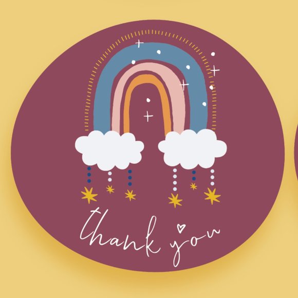 60 MD Boho Rainbow TY Stickers Maroon - Picture 2 of 2